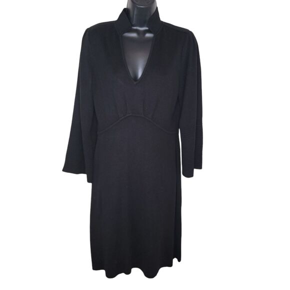 Eliza J black Ribbed Sleeve Knit Sweater Dress Size Large - Picture 1 of 7